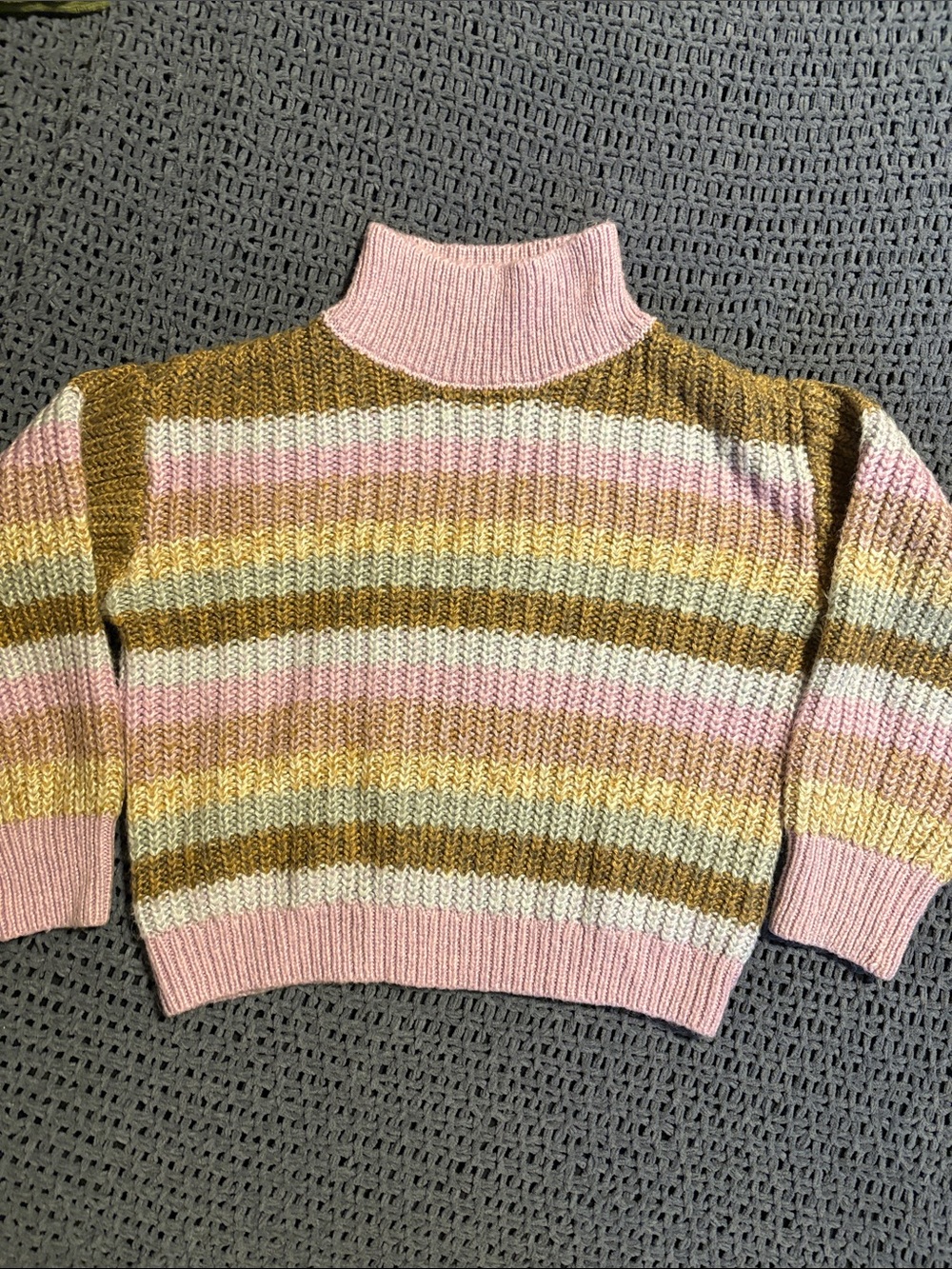 OshKosh B'gosh Pink, Brown, Cream Striped Turtleneck Sweater